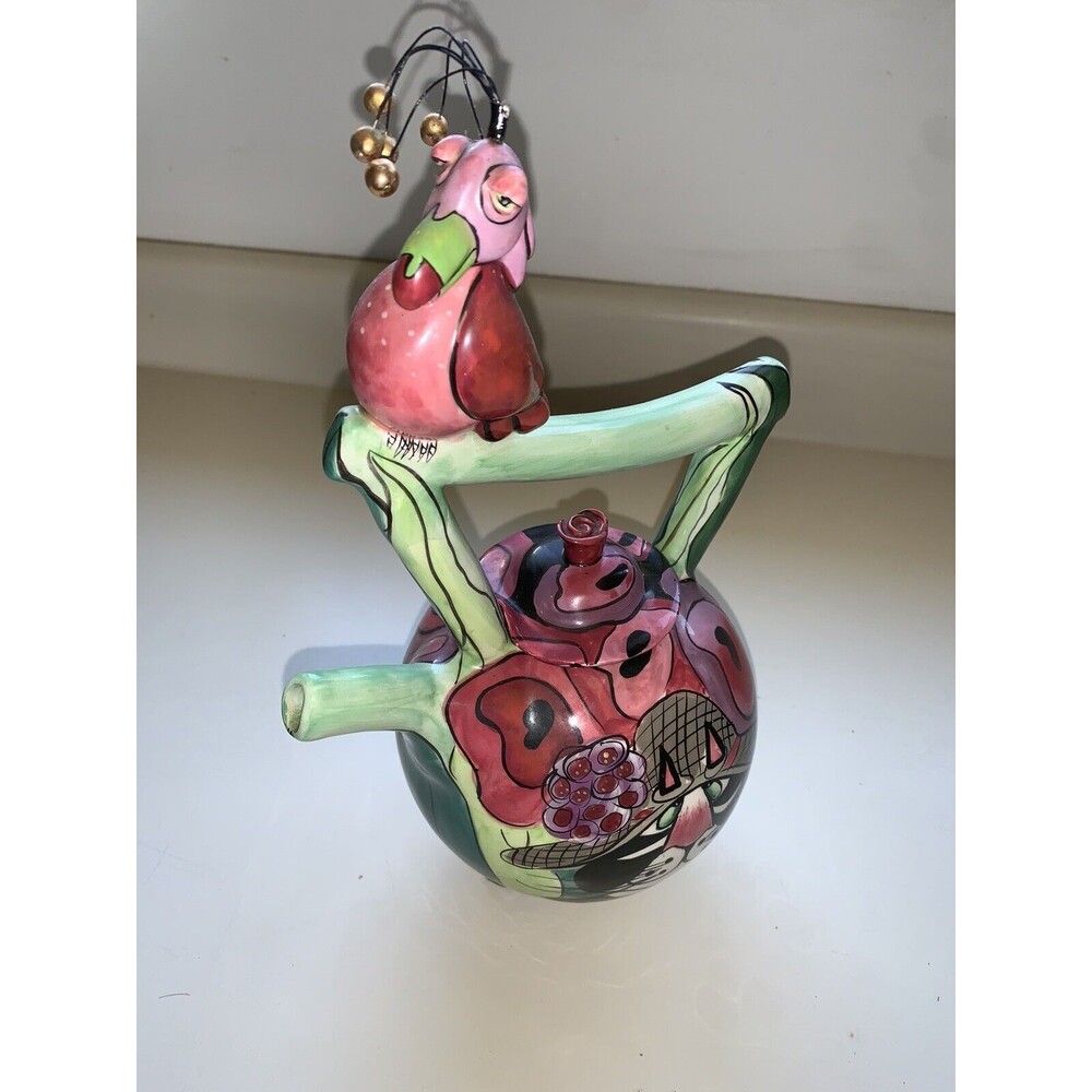 Vtg Blue Sky Whimsical Teapot Clancey Cat & Dodo Bird “SWAK” By Lynda Corneille